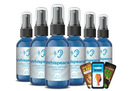 Whispeara ear health supplement bottles